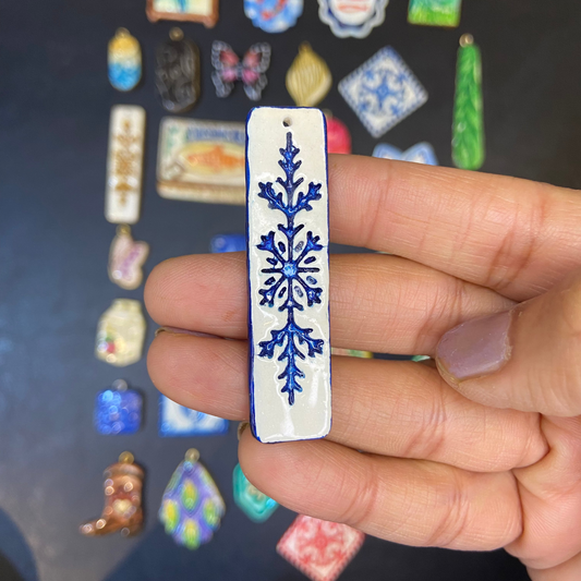 CN 18 - Classic Blue Textured Hand Painted - Handmade Clay Charm - ClartStudios - Polymer clay Jewellery
