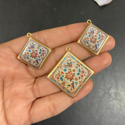 Pack of 3 - Tile Shape Designs - Resin Base Earring Charms Pendant (RU148 - RU151)(4-5 day Dispatch) - ClartStudios - Polymer clay Jewellery