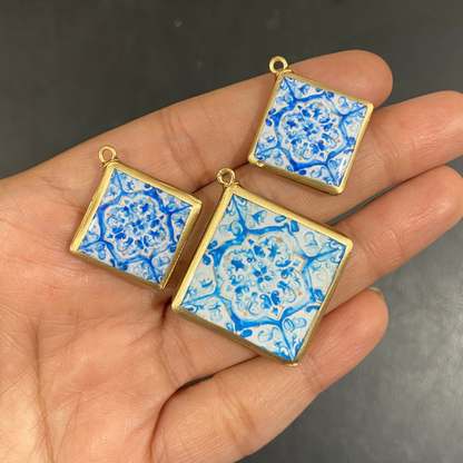 Pack of 3 - Tile Shape Designs - Resin Base Earring Charms Pendant (RU136 - RU139)(4-5 day Dispatch) - ClartStudios - Polymer clay Jewellery
