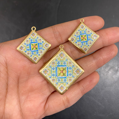 Pack of 3 - Tile Shape Designs - Resin Base Earring Charms Pendant (RU128 - RU131)(4-5 day Dispatch) - ClartStudios - Polymer clay Jewellery