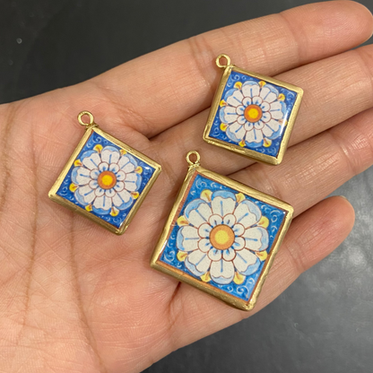 Pack of 3 - Tile Shape Designs - Resin Base Earring Charms Pendant (RU128 - RU131)(4-5 day Dispatch) - ClartStudios - Polymer clay Jewellery