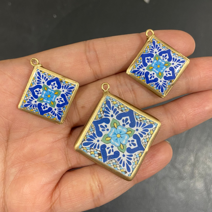 Pack of 3 - Tile Shape Designs - Resin Base Earring Charms Pendant (RU140 - RU143)(4-5 day Dispatch) - ClartStudios - Polymer clay Jewellery