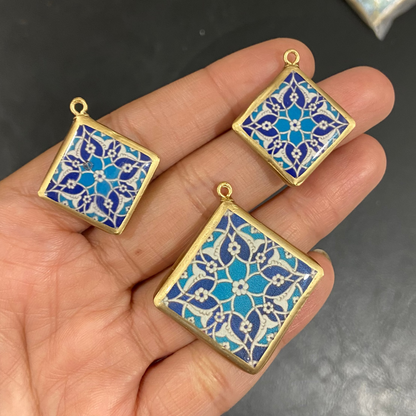 Pack of 3 - Tile Shape Designs - Resin Base Earring Charms Pendant (RU124 - RU127)(4-5 day Dispatch) - ClartStudios - Polymer clay Jewellery