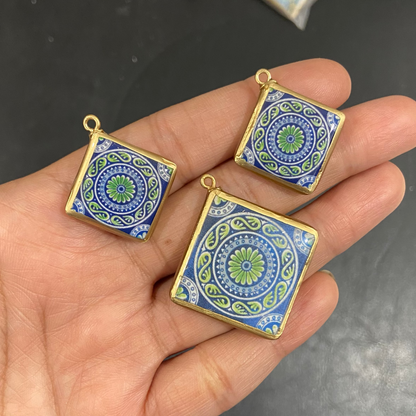 Pack of 3 - Tile Shape Designs - Resin Base Earring Charms Pendant (RU124 - RU127)(4-5 day Dispatch) - ClartStudios - Polymer clay Jewellery