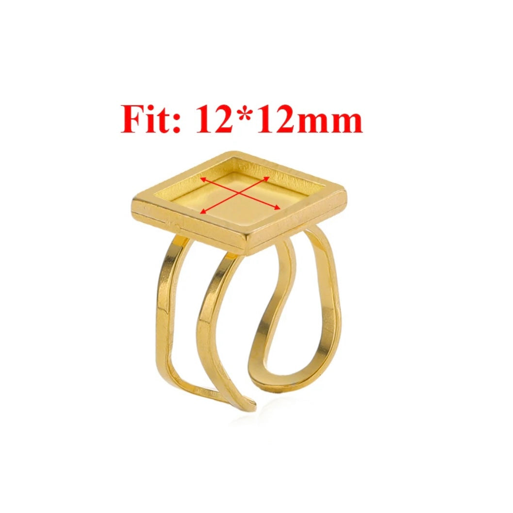 12 mm Square Ring Base - ClartStudios - Polymer clay Jewellery