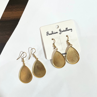 DY06 - (Pack of 2 pair) Drop Anti Tarnish Stainless Steel Earring Base ( Gold Plated) - ClartStudios - Polymer clay Jewellery
