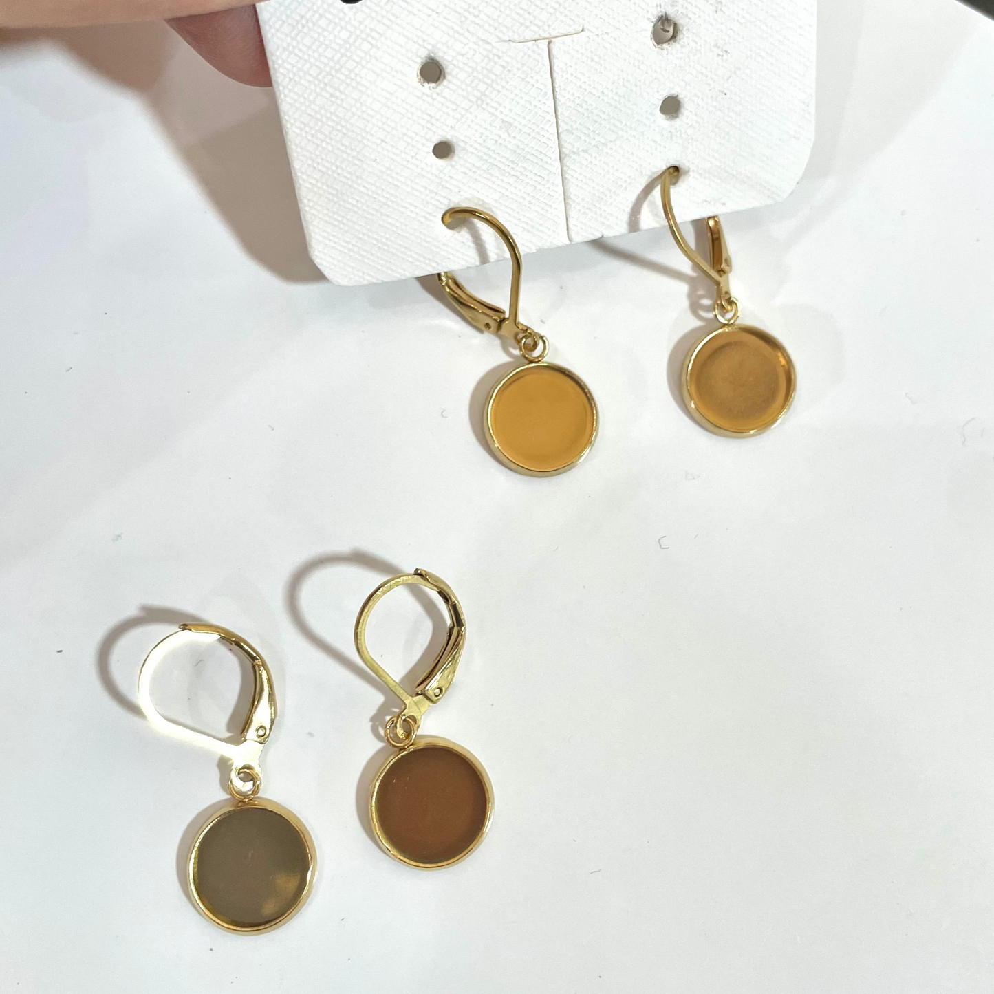 DY07 - (Pack of 2 pair) Circle Anti Tarnish Stainless Steel Earring Base (Gold Plated) - ClartStudios - Polymer clay Jewellery