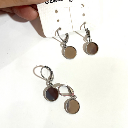 DY08 - (Pack of 2 pair) Circle Anti Tarnish Stainless Steel Earring Base (Silver) - ClartStudios - Polymer clay Jewellery