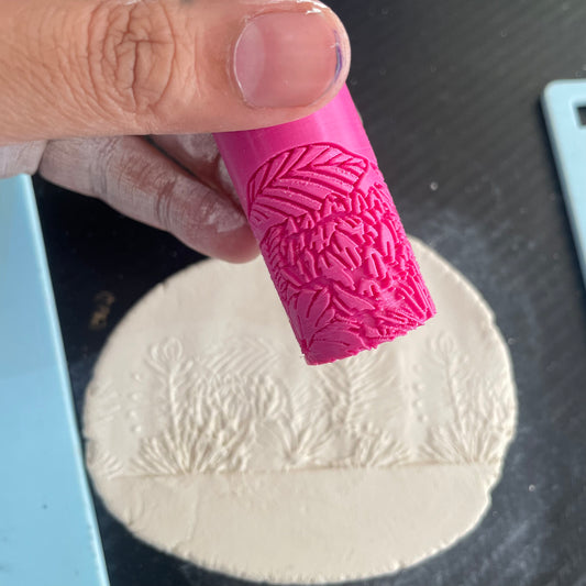 TR 17 - Mini Wild Flower Pattern- 5 | Texture Roller - ClartStudios - Polymer clay Jewellery