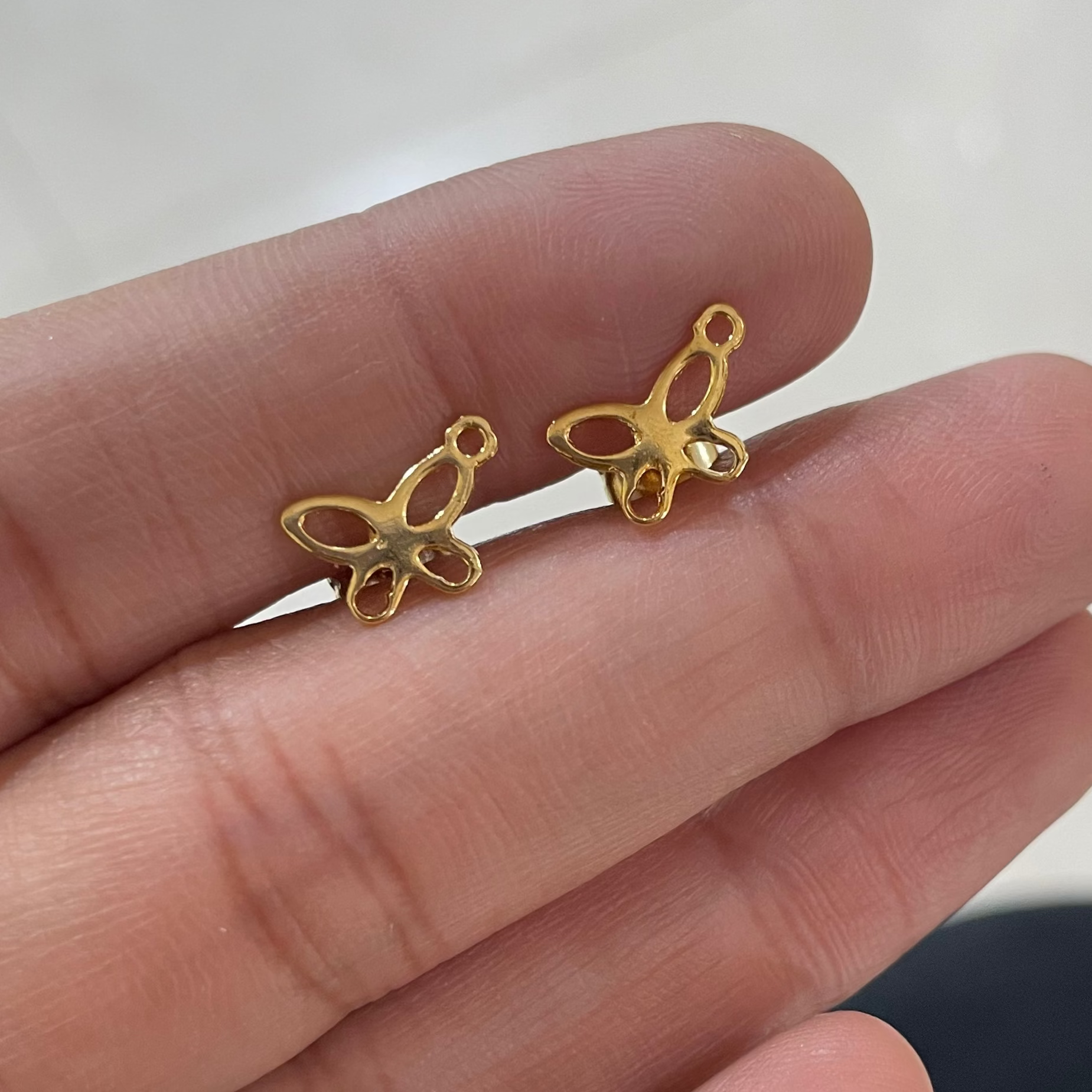 SS.25 (Pack of 2 pairs) Butterfly Hollow Stainless Steel Studs Earrings (Anti Tarnish) - ClartStudios - Polymer clay Jewellery