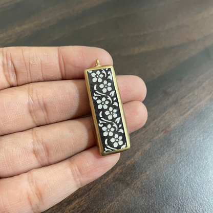 Classic Black Flower Motif - Cold Porcelain Charms Pendant  (Dispatch Time 4-5 days) - ClartStudios - Polymer clay Jewellery
