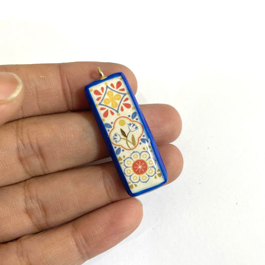 Traditional Tile Pattern - Cold Porcelain Charms Pendant  (Dispatch Time 4-5 days) - ClartStudios - Polymer clay Jewellery