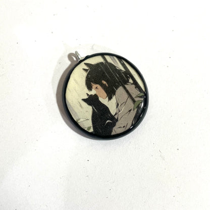 Girl with the Black Cat - Cold Porcelain Charms Pendant  (Dispatch Time 4-5 days) - ClartStudios - Polymer clay Jewellery