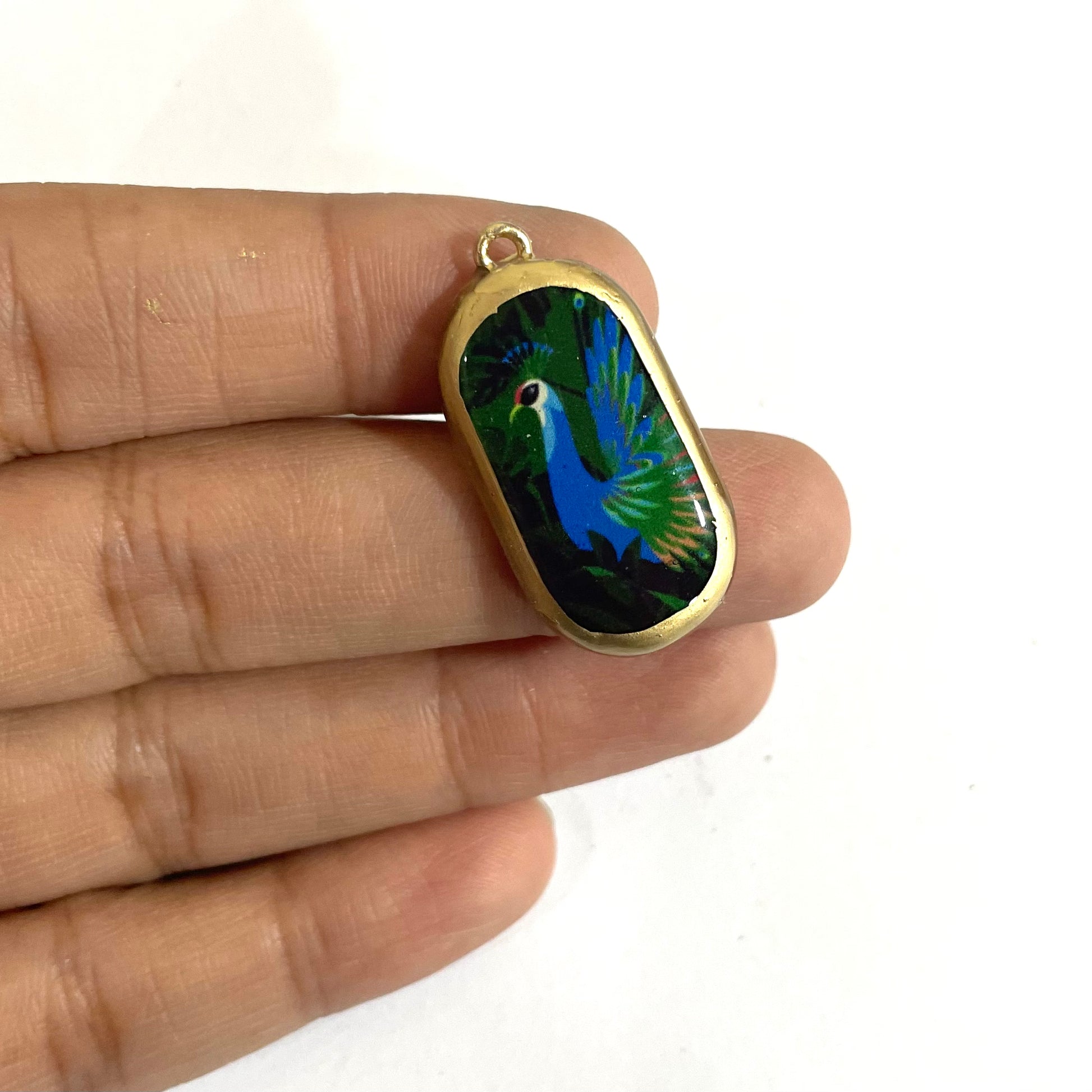 Peacock Traditional - Cold Porcelain Charms Pendant  (Dispatch Time 4-5 days) - ClartStudios - Polymer clay Jewellery