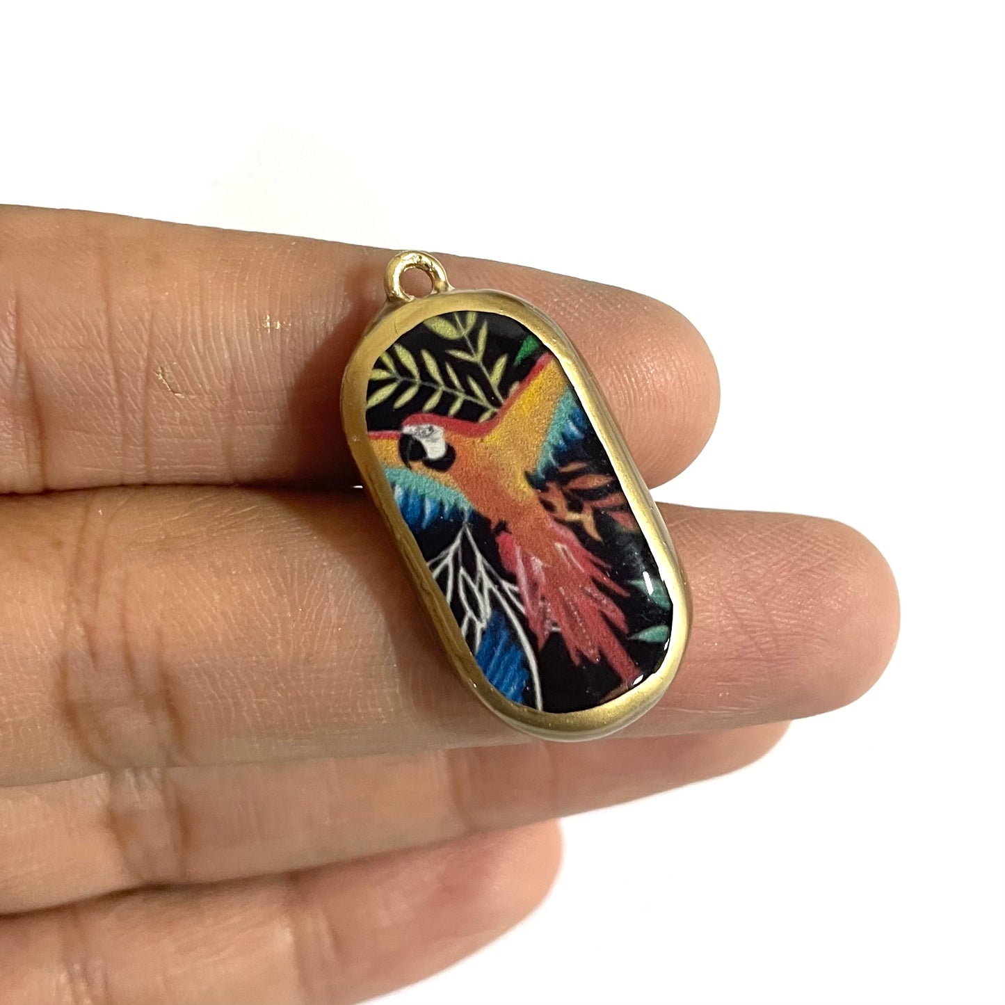 Vibrant Macaw Parrot - Cold Porcelain Charms Pendant  (Dispatch Time 4-5 days) - ClartStudios - Polymer clay Jewellery