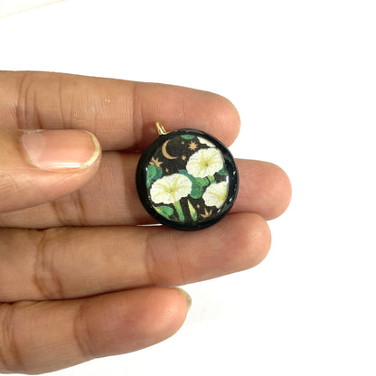 Mid Night Bloom - Cold Porcelain Charms Pendant  (Dispatch Time 4-5 days) - ClartStudios - Polymer clay Jewellery