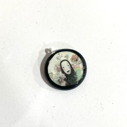 No Face Spirited Away - Cold Porcelain Charms Pendant  (Dispatch Time 4-5 days) - ClartStudios - Polymer clay Jewellery