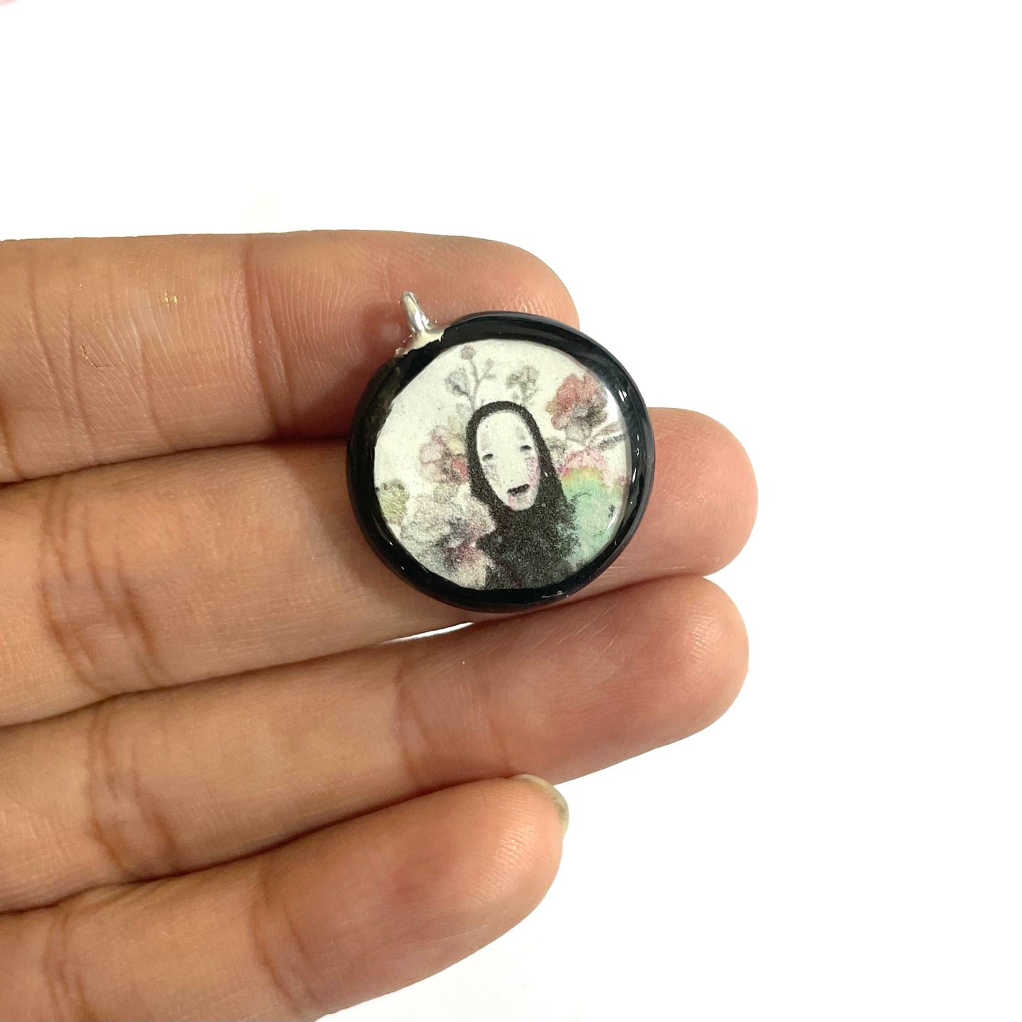 No Face Spirited Away - Cold Porcelain Charms Pendant  (Dispatch Time 4-5 days) - ClartStudios - Polymer clay Jewellery