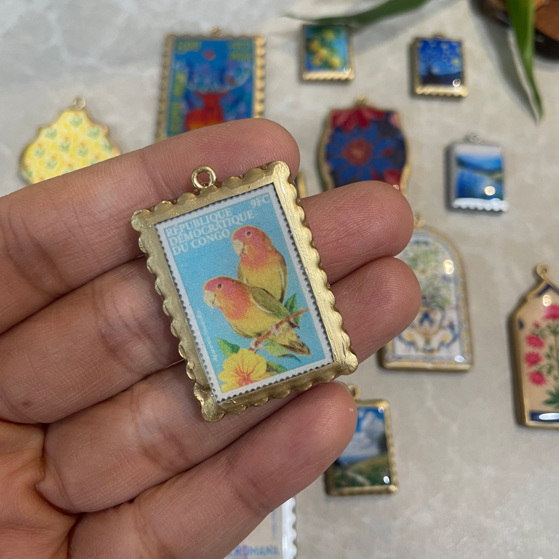 RU16 -  Stamp Inspired -  Du Congo - Charms Pendant (Dispatch Time 4-5 days) - ClartStudios - Polymer clay Jewellery