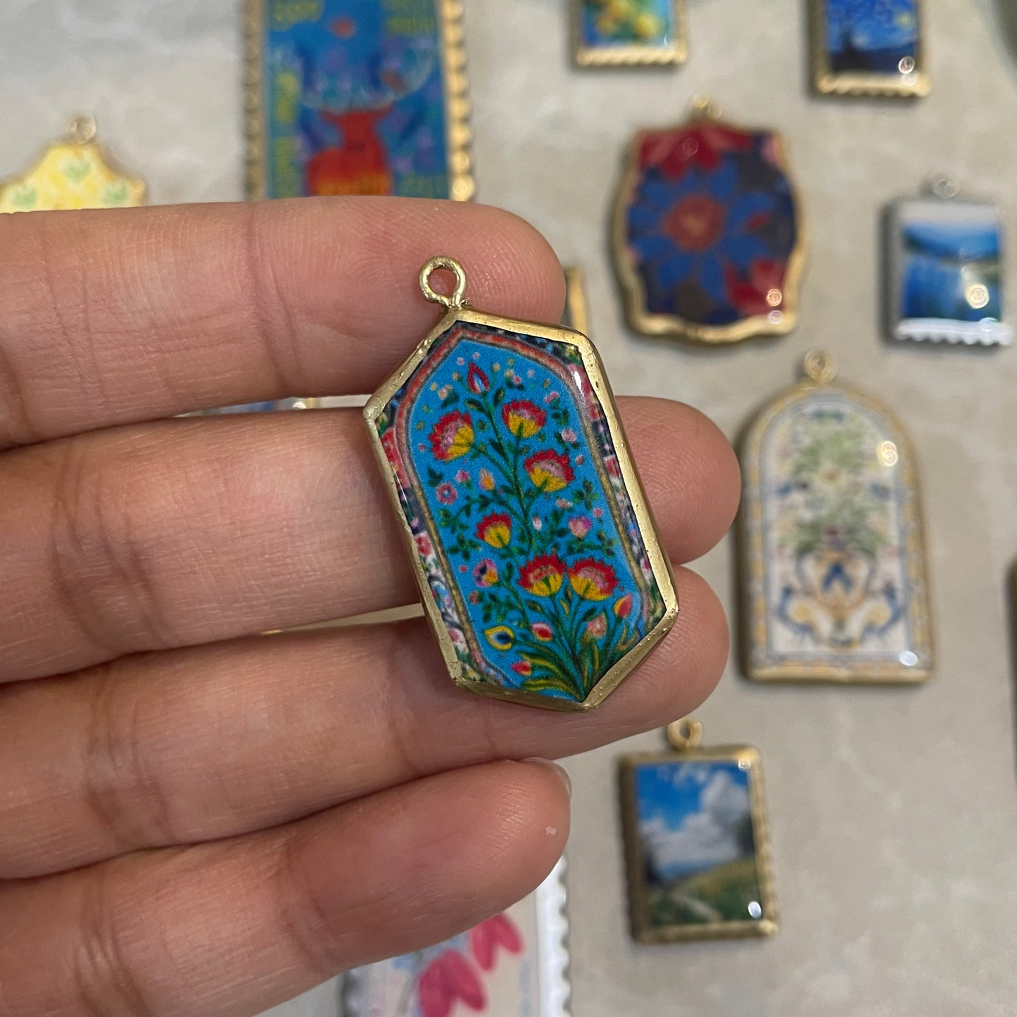 RU05 -  Festive Kaleen Inspired - Classic Indian - Charms Pendant (Dispatch Time 4-5 days) - ClartStudios - Polymer clay Jewellery