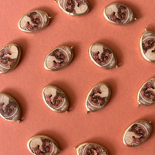 PC16 - Brown Lady - Cold Porcelain Charms Pendant (Without Chain) - ClartStudios - Polymer clay Jewellery