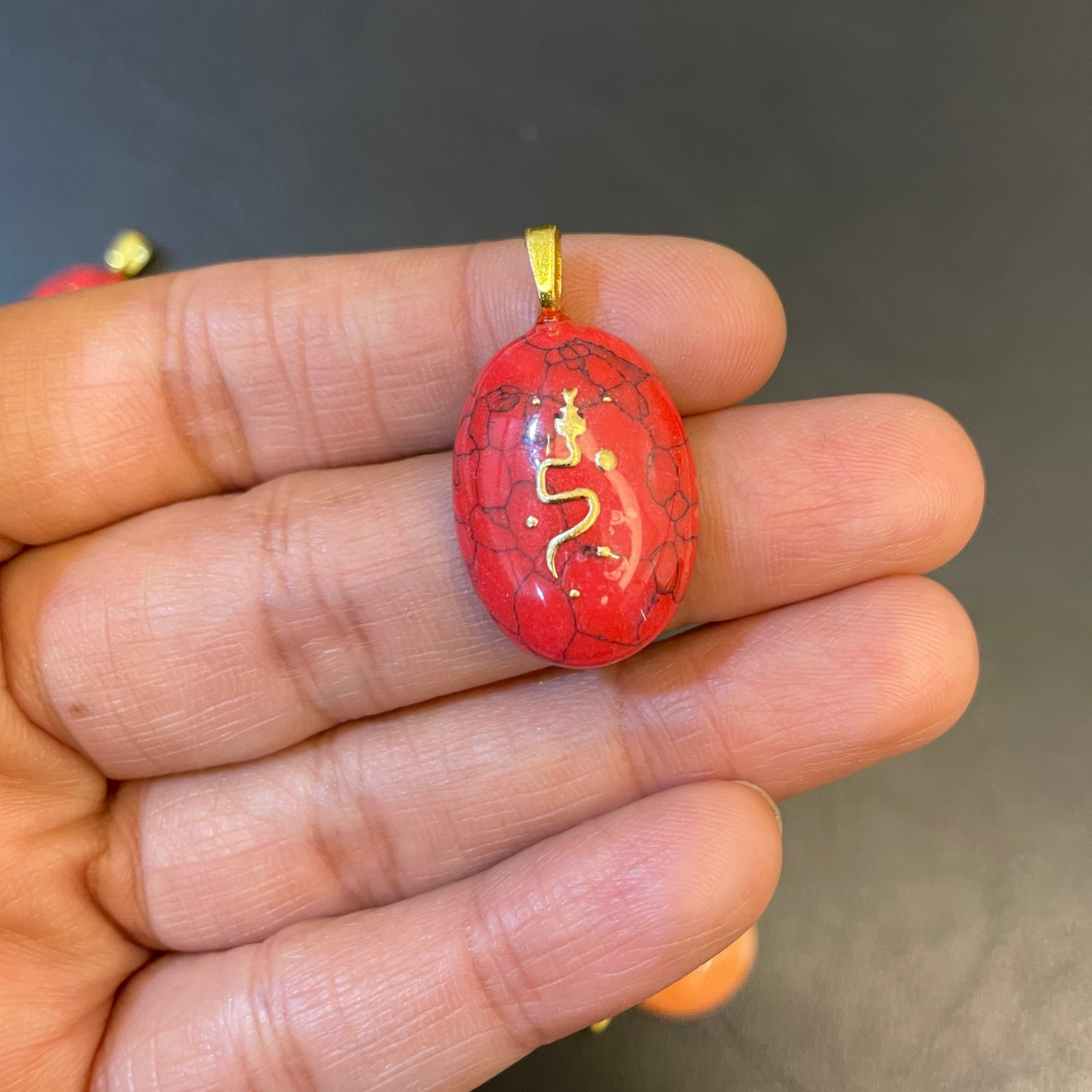 ACR11 - Red Howlite Natural Powder Charm (1pc) - ClartStudios - Polymer clay Jewellery
