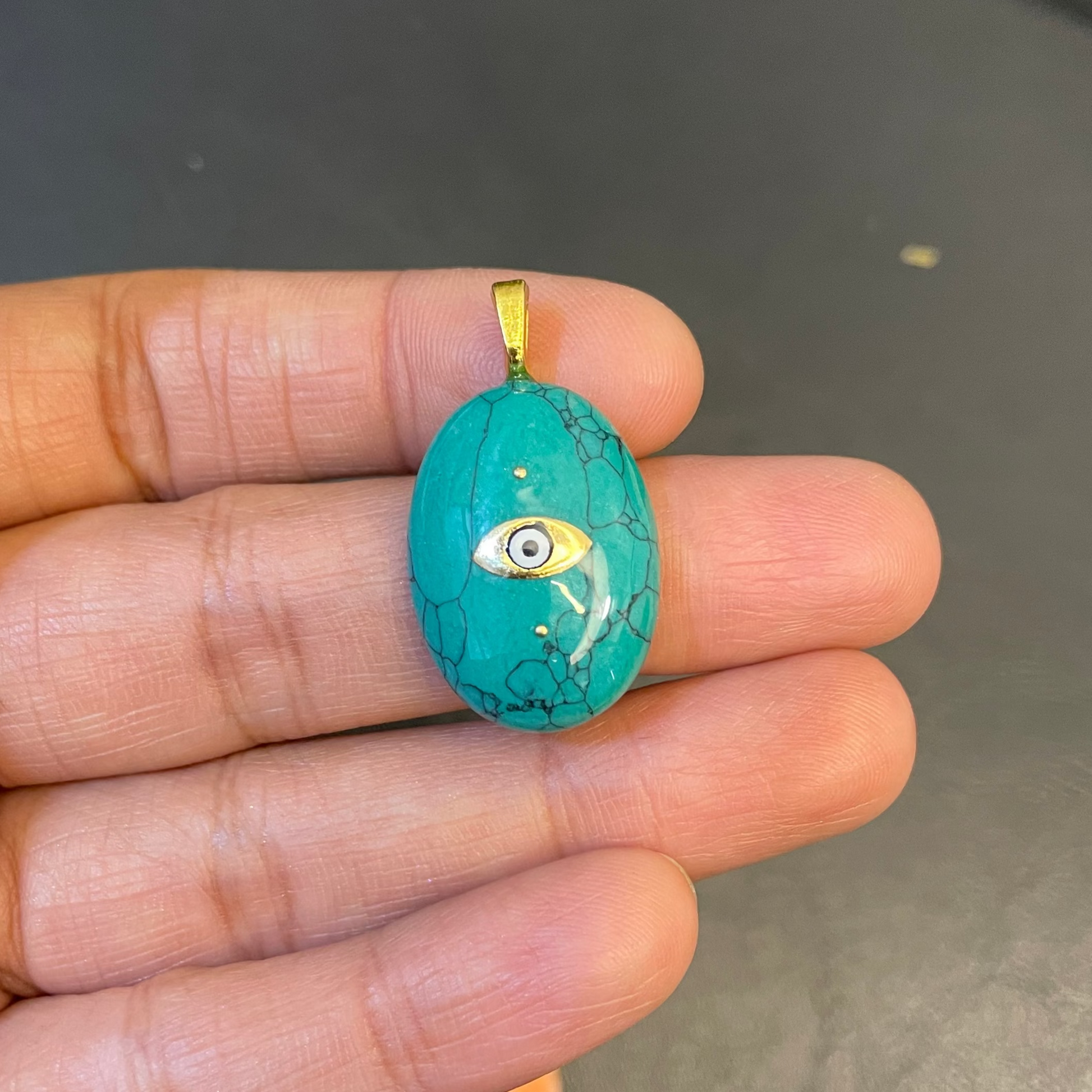 ACR13- Green Howlite Natural Powder Charm - ClartStudios - Polymer clay Jewellery