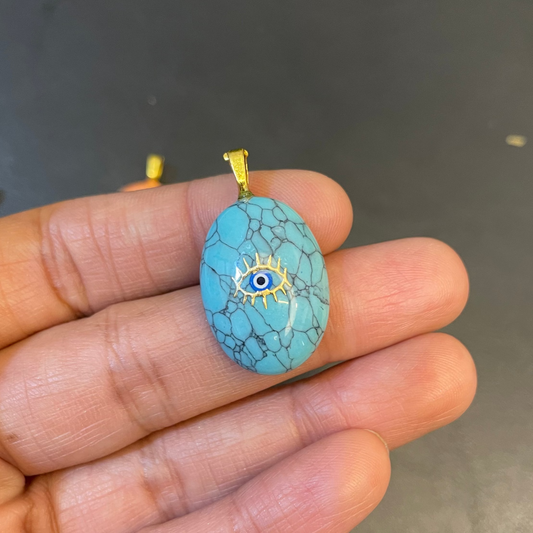 ACR12- Blue Howlite Natural Powder Charm - ClartStudios - Polymer clay Jewellery