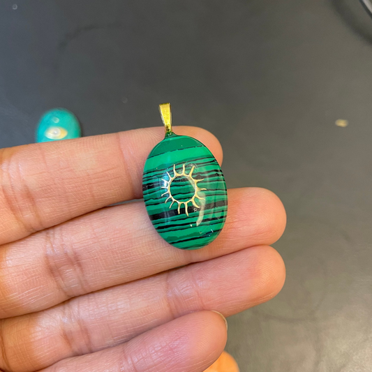 ACR14- Malachite Emerald  Howlite Natural Powder Charm - ClartStudios - Polymer clay Jewellery