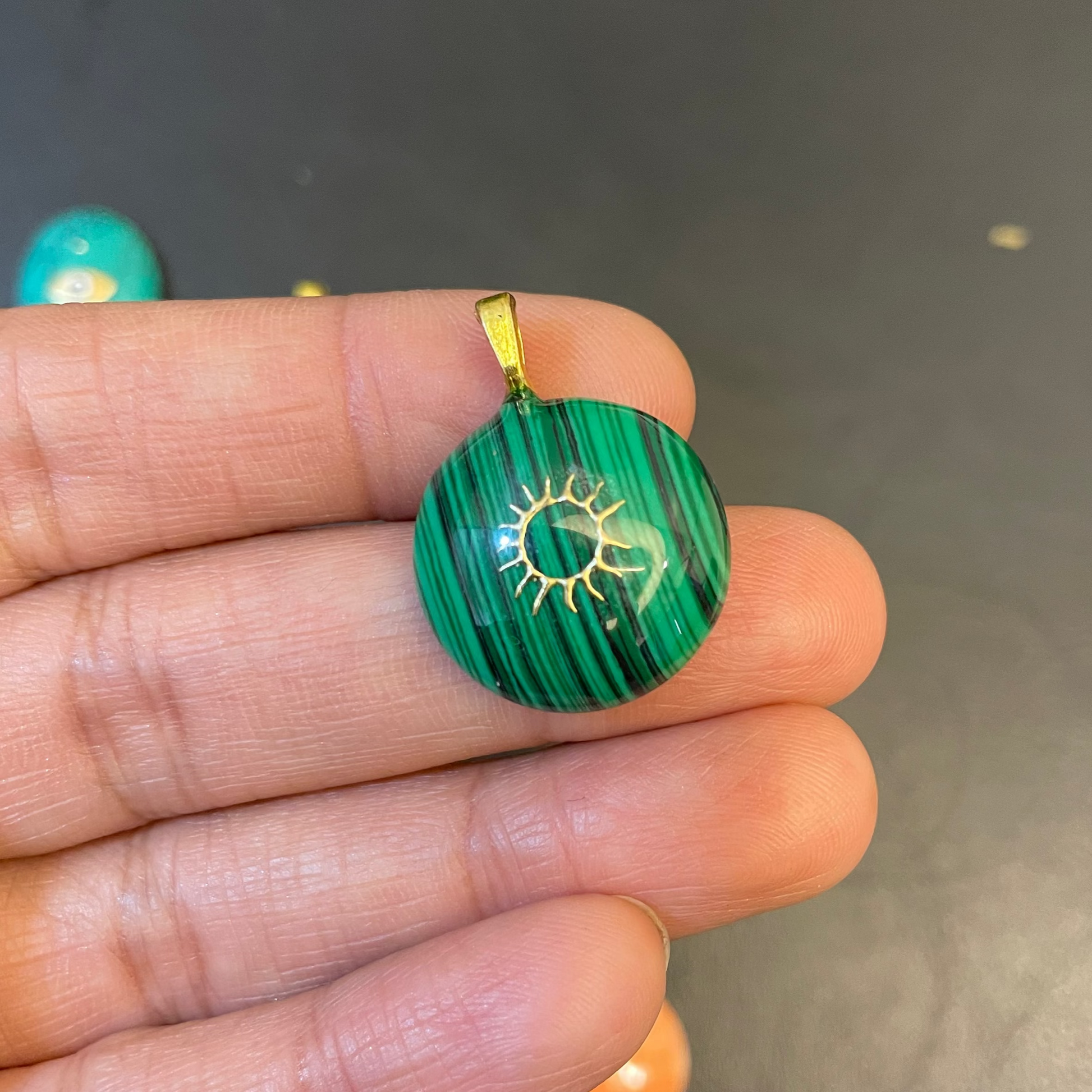 ACR08 - Emerald  Howlite Natural Powder Charm (1pc) - ClartStudios - Polymer clay Jewellery