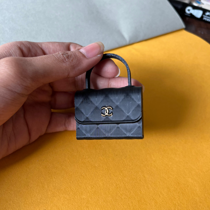 3D07 - 3D Statement Black Chanel Bag Charm - ClartStudios - Polymer clay Jewellery