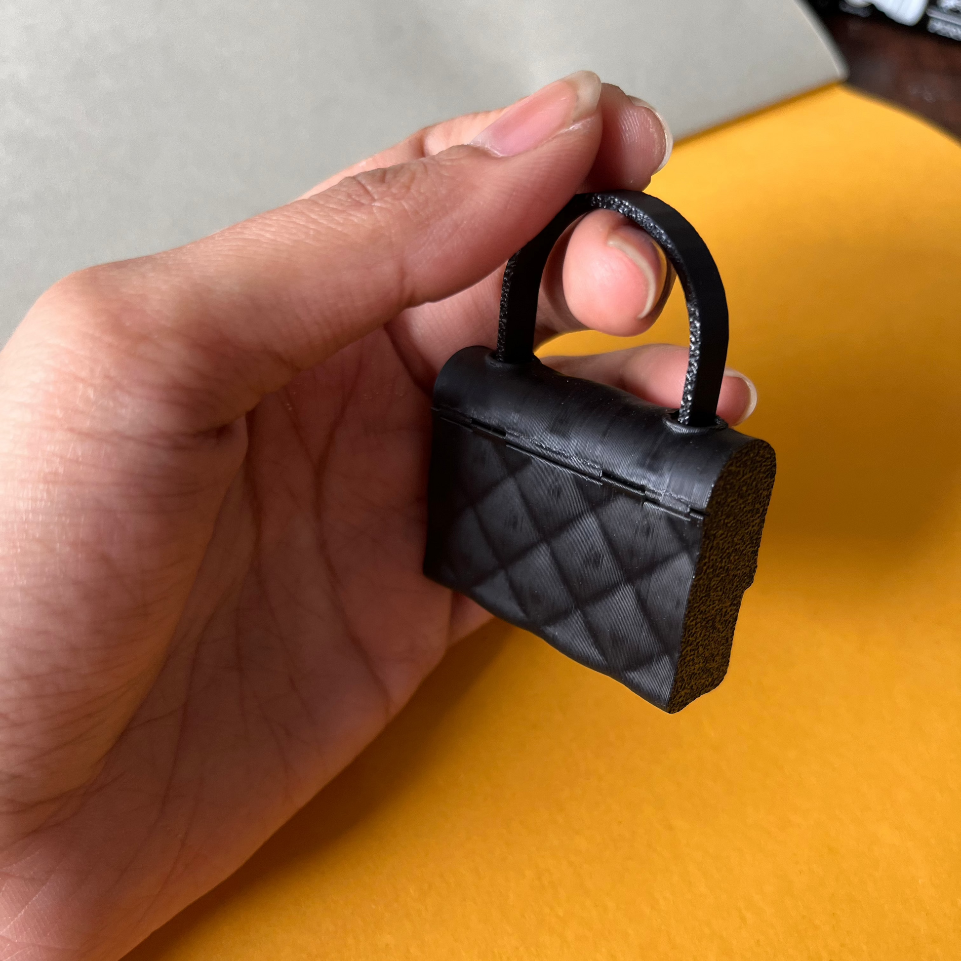 3D07 - 3D Statement Black Chanel Bag Charm - ClartStudios - Polymer clay Jewellery