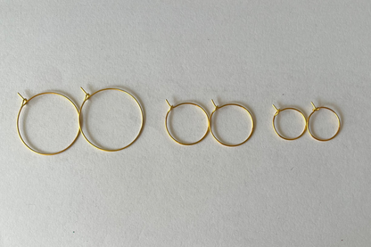 SS59 -  Pack of 10 - Stainless Steel Golden Classic Hoops - ClartStudios - Polymer clay Jewellery