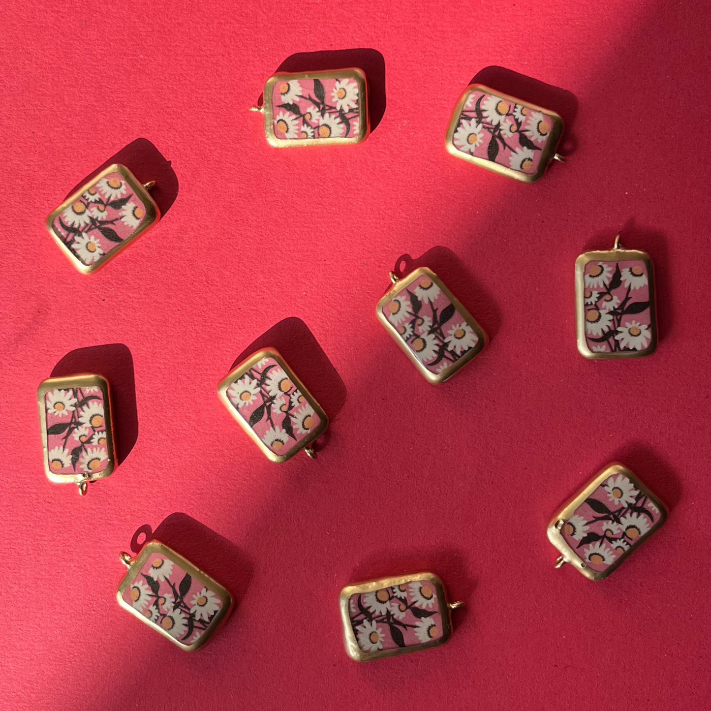 PC23 - Daisy Garden- Cold Porcelain Charms Pendant (Without Chain) - ClartStudios - Polymer clay Jewellery