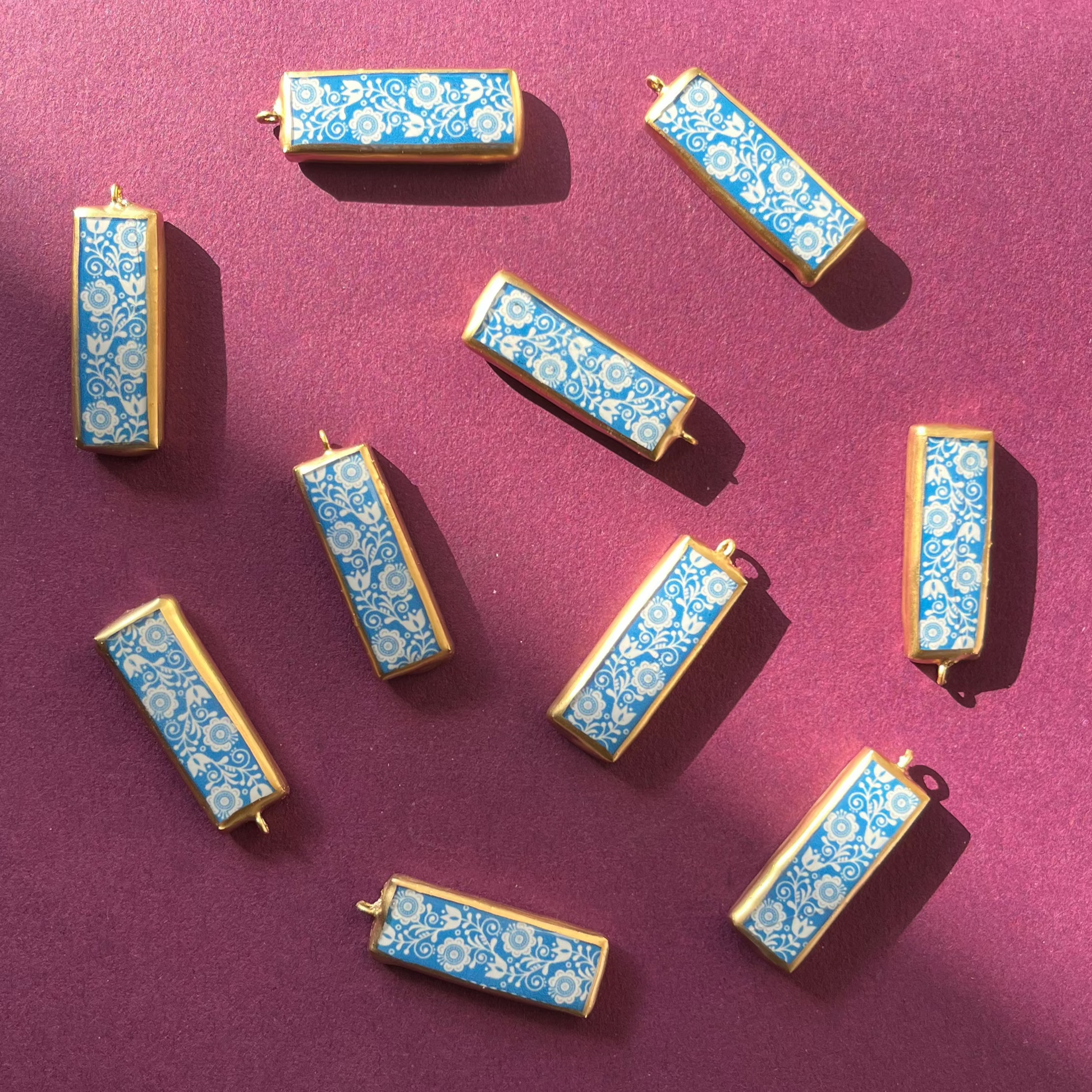 PC27 - Beautiful Blue Pattern - Cold Porcelain Charms Pendant (Without Chain) - ClartStudios - Polymer clay Jewellery