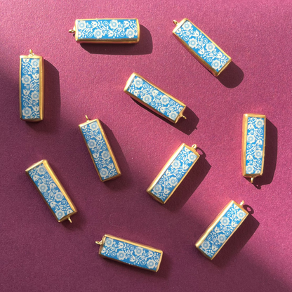 PC27 - Beautiful Blue Pattern - Cold Porcelain Charms Pendant (Without Chain) - ClartStudios - Polymer clay Jewellery