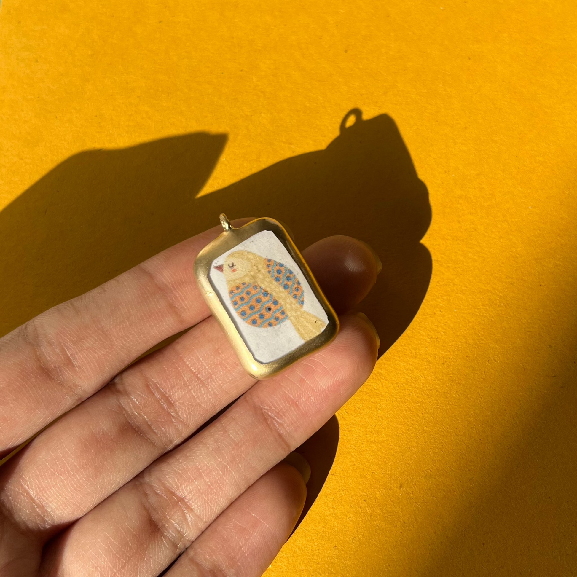 PC24 - Boho Birdie - Cold Porcelain Charms Pendant (Without Chain) - ClartStudios - Polymer clay Jewellery