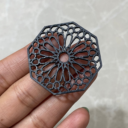 PB025 - Flower in Hexagon Stain glass Plastic Bezel for resin art - ClartStudios - Polymer clay Jewellery