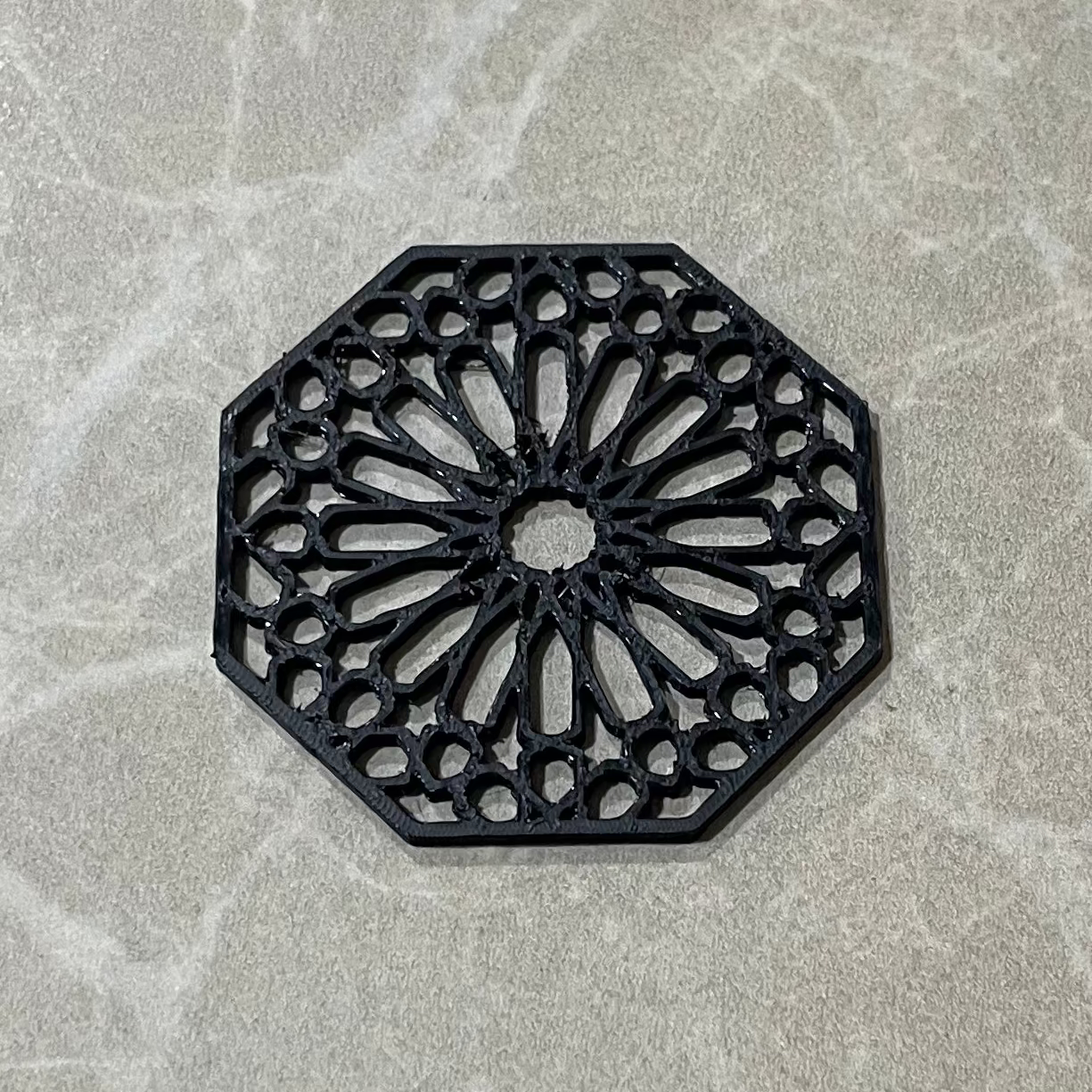 PB025 - Flower in Hexagon Stain glass Plastic Bezel for resin art - ClartStudios - Polymer clay Jewellery