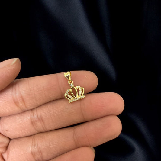 BTF32 - Multi Zircon Crown 18k Gold Plated Brass Pendant (Anti Tarnish) - ClartStudios - Polymer clay Jewellery