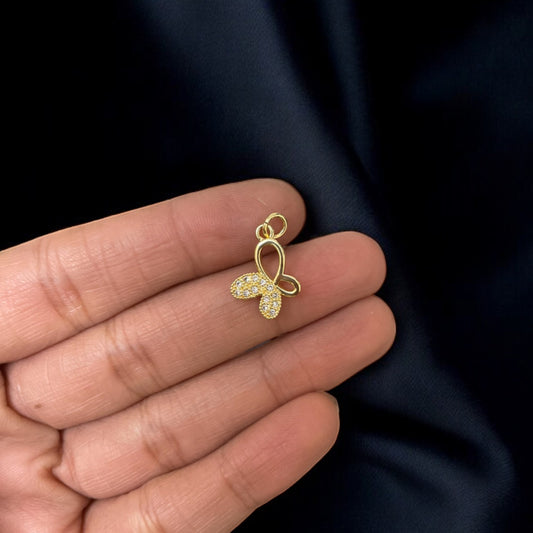 BTF30 - Multi Zircon Butterfly 18k Gold Plated Brass Pendant (Anti Tarnish) - ClartStudios - Polymer clay Jewellery