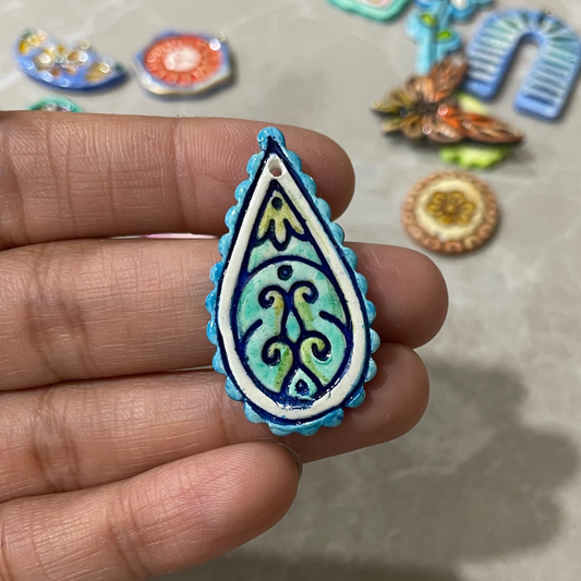 CN 41 - Drop Mehendi Textured Hand Painted - Handmade Clay Charm