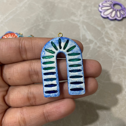 CN 37 - Tribal Art Inspired Textured Hand Painted - Handmade Clay Charm