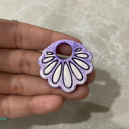 CN 36 - Shell Inspired Textured Hand Painted - Handmade Clay Charm