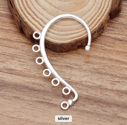 Multi hoop Silver Ear Cuff (Single pc) - ClartStudios - Polymer clay Jewellery