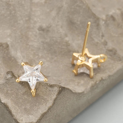 Zircon Star Stud (18K Gold) - ClartStudios - Polymer clay Jewellery