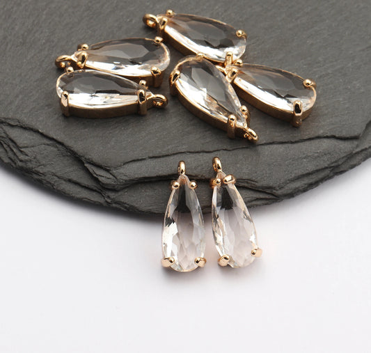 Clear Tear Drop Glass Crystal (18mm * 0.6mm) - ClartStudios - Polymer clay Jewellery