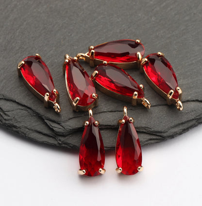 Red Drop Glass Crystal (18mm * 0.6mm) - ClartStudios - Polymer clay Jewellery