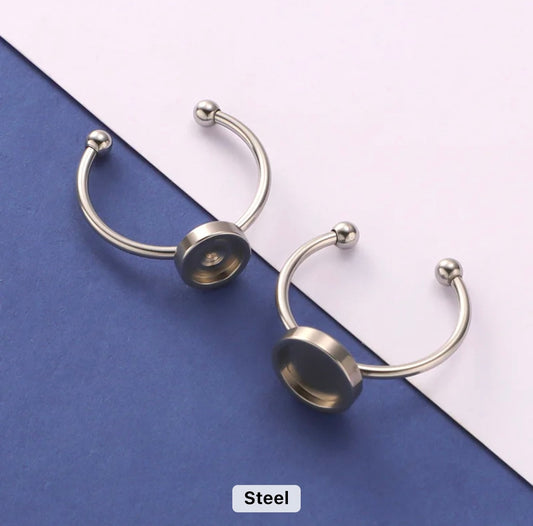8mm | 10mm Round Ring Base (Steel Silver) - ClartStudios - Polymer clay Jewellery