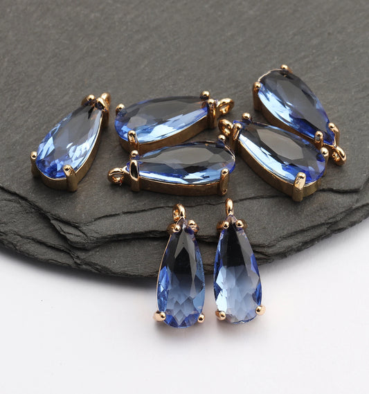 Glass Blue Drop Crystal (18mm * 0.6mm) - ClartStudios - Polymer clay Jewellery
